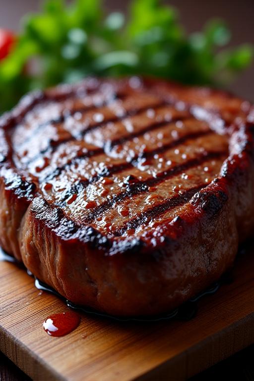 A thick T-bone steak with a perfect crosshatch sear from a SparkGrill.
